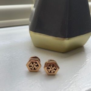 Rose Gold - Original Tory Burch logo earrings